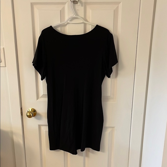 Black Short Sleeve Relaxed Fit Crew Neck shorts romper - Picture 3 of 3